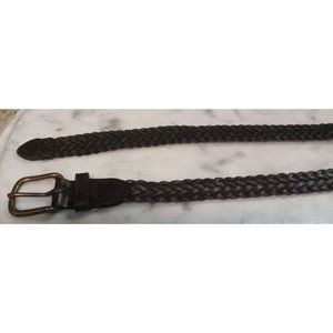 Belt Genuine Leather XL Brown Gold-Tone Buckle About 45" x 1"